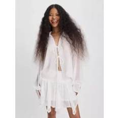 Nelly Kläder Nelly Blusar White Flowy Shirt Blouse Blusar & Skjortor