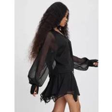 Nelly Kläder Nelly Blusar Black Flowy Shirt Blouse Blusar & Skjortor