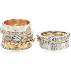 Guess Rings Guess Tri-Tone 9-Pc. Set Crystal Stacker Rings Silver