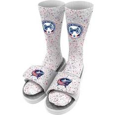 Sandals Islide Youth White Columbus Blue Jackets Speckle Socks & Sandals Bundle