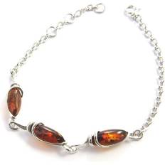 Les Trésors de Lily [N2517] Bracelet Argent 'Inspiration' ambre cognac rhodié 13x6 mm