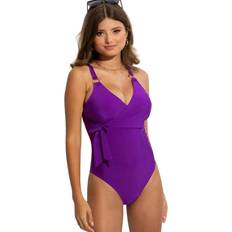 Women Swimsuits Pour Moi Womens 20918 Samoa Tummy Control Swimsuit Purple Elastane