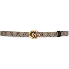 Brown - Women Belts Gucci Marmont Reversible Thin Belt - Beige/Ebony/Black