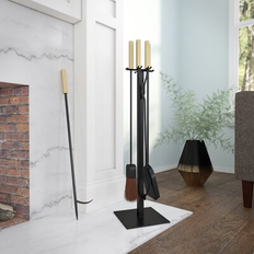 Fire Companion Sets Latitude Run Latitude Run Vancedale 4 Piece Iron Fireplace Tool Set Iron in Gray 32.25 H x 8 W x 8 D in Wayfair