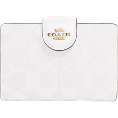 Coach Medium Corner Zip Wallet In Signature - Chalk/Glacierwhite