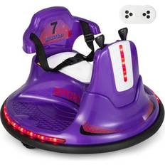 Costway 12V Kids Ride On Bumper Car with Remote Control Lights and Music-Purple