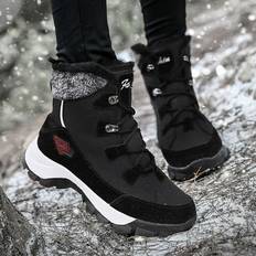 Gubotare Men Snow Boots Wide Mens Snow Boots Winter Boots Anti-Slip Outdoor Sneakers Black 10.5