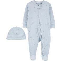 S Nachtwäsche Carter's Blue Airplane 2-Piece Sleep and Play and Cap Set 100% Cotton