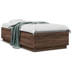 Senge & Madrasser vidaXL Med LED-Lys 75x190 cm Brunt Eg Sengeramme