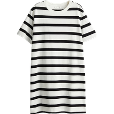 H&M Cotton T-shirt Dress - White/Black Striped