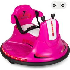 Costway 12V Kids Ride On Bumper Car with Remote Control Lights and Music-Pink