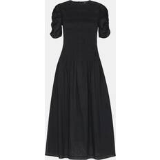 Whistles Avery Smocked Midi Dress, Black