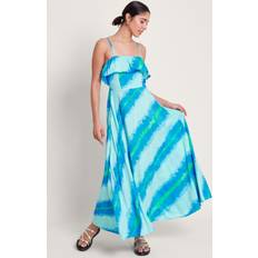 Monsoon Zifia Bandeau Frill Maxi Dress, Blue/Multi