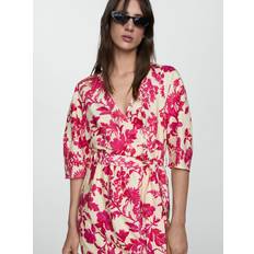 Mango Polyamide Dresses Mango Wally Floral Wrap Dress, Red