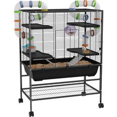 Pawhut 32" Large Hamster Cage on Wheels, Rat Cage