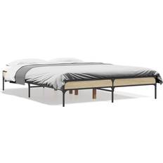 Beige Bed Frames vidaXL Bed Frame without Mattress Sonoma Oak 120x190 cm