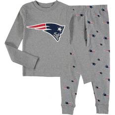 Nightwear Outerstuff Preschool Heathered Gray New England Patriots Long Sleeve T-Shirt & Pants Sleep Set