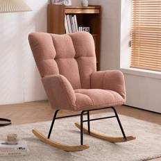 Natural Rocking Chairs Abrihome Pink Teddy Rocking Chair