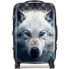White Suitcases Warren Reed Wolf Face Splashart Suitcase