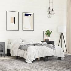 Sängar & Madrasser vidaXL Svart 120x200 cm Konstruerat Trä och Metall Sängram