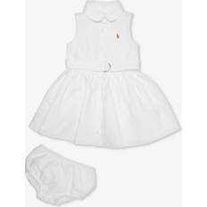 Polo Ralph Lauren Polo Girls White Kids Baby Girl Logo-embroidered Sleeveless Cotton Dress and Bloomers set Months