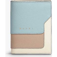 Marni Aquamarine/natural Vanitosi Logo-embossed Calf-leather Wallet