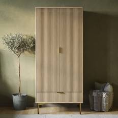 Gold Clothing Storage Valencia Oak Gold Ribbed Double With Wardrobe