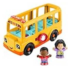 Sound Push Toys Mattel Little People Spielzeug-Schulbus zum Schieben für Kleinkinder, mit Musik und 2 Figuren für Kinder ab 1 Jahr, mehrsprachige Version, HYT03