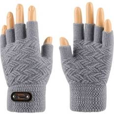 Eease Pair of Half Finger Gloves Knitted Winter Gloves Touch Screen Men Gloves Warm Gloves Windproof Gloves Grey