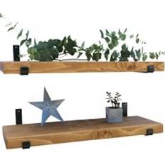 Set of 2 Rustic Seated Wall Shelf