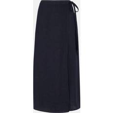 Lino Gonne Whistles Linen Wrap Midi Skirt, Navy