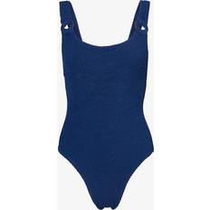 Womens Navy Domino Scooped-back Swimsuit
