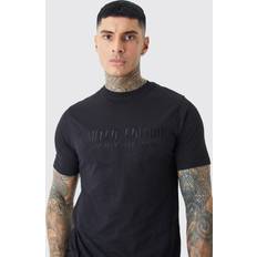 boohoo Mens Black Tall Slim Embroidered Limited Edition T-shirt