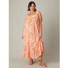 Live Unlimited Curve Paisley Tiered Maxi Dress, Orange