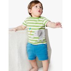 24-36M Other Sets Frugi Baby Organic Cotton Easy On Wrap Around T-Shirt & Shorts Set, Kiwi Stripe/Elephant