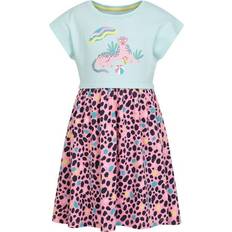 Organic Dresses Children's Clothing Mountain warehouse Girls Poppy Leopard Print Organic Cotton Dress Blue years/3 years