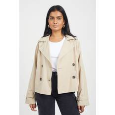 Womens Stone 'Brandy' Cropped Trench Coat