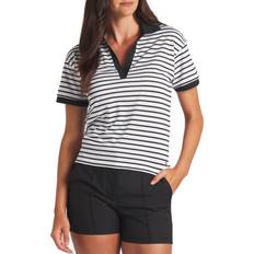 Puma Women Tops Puma Women's Everyday Stripe Polo, Medium, White Black