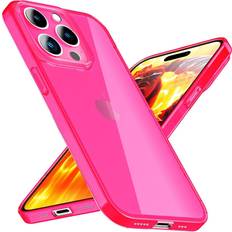 Nalia Klar Transparente Neon Silikon Hülle iPhone 15 Pro Smartphone Hülle, Pink