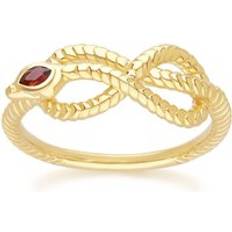 Rubiner Ringar Gemondo ECFEW Garnet Winding Snake Ring in Gold Plated Sterling Silver