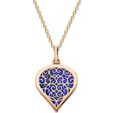 Blue Necklaces C. W. Sellors 18ct Rose Gold Lapis Lazuli Flore Filigree Heart Necklace