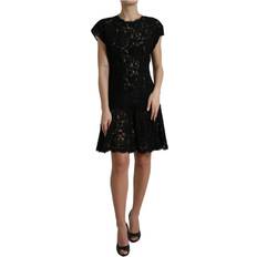 One Size - Short Dresses Dolce & Gabbana Floral Lace Cotton A-line Mini Dress Black