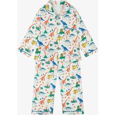 Powell Craft Boys White Dinosaur Print Cotton Pyjamas