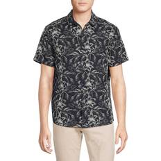 Tops Slate & Stone Men's Floral & Leaf Embroidered Shirt Navy Navy