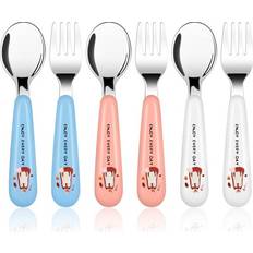 Vicloon Baby Fork and Spoon, 6 PCS Toddler Utensils Spoons Forks Tableware Set, Toddler Utensils Stainless Steel Baby Forks and Spoons, Baby Feeding