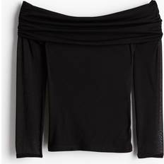 Blouses H&M & Sheer Off-the-shoulder Top Black