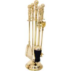 Fireplaces Belfry Heating Hatem 5 Piece Brass Fireplace Tool Set