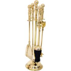 Brass Fireplace Accessories Belfry Heating Hatem 5 Piece Brass Fireplace Tool Set