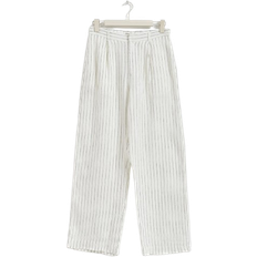 Gina Tricot Byxor & Shorts Gina Tricot Petite Linen Trousers - Offwh/Stripe