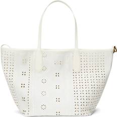 Leinen Taschen Polo Ralph Lauren Bellport Embroidered Eyelet Tote Bag - White